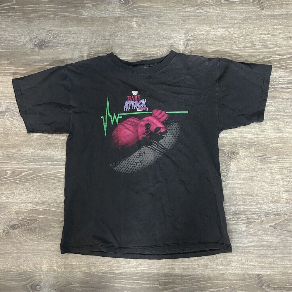 Vintage WWF 1994 HART ATTACK TOUR Wrestling Tee Shirt Large Undertaker Bret Hart